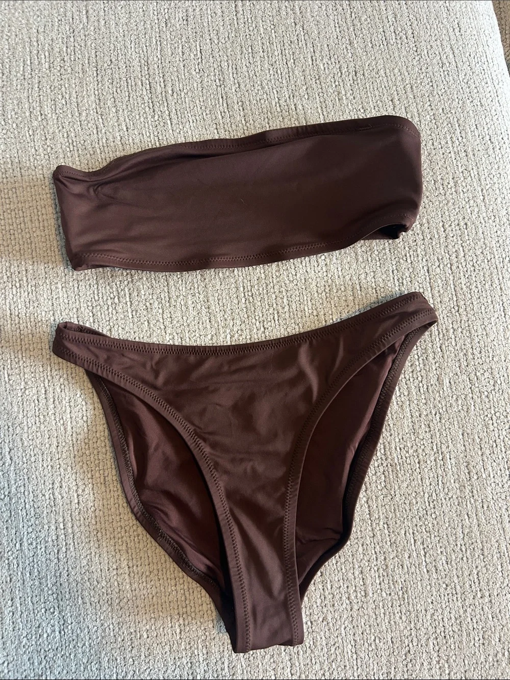 SKIMS Chocolate Brown Strapless Bandeau Bikini